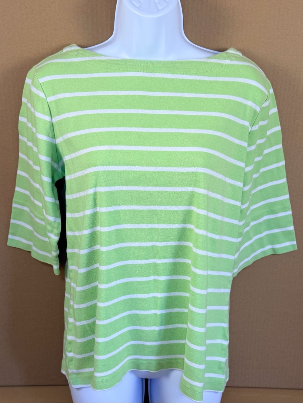 Christopher Banks Boat Neck 3/4 Sleeve Striped Top Sz L